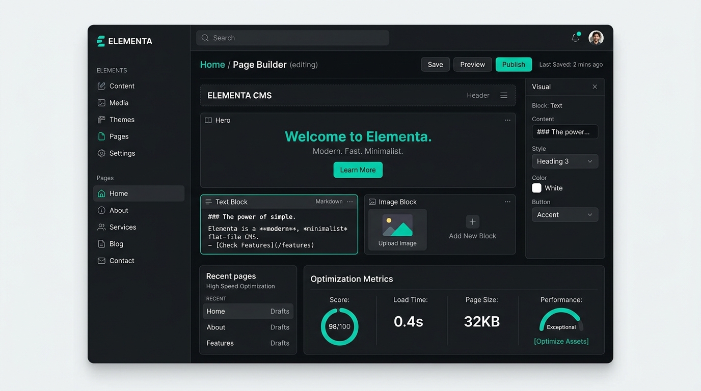 Gioventu CMS Interface Preview